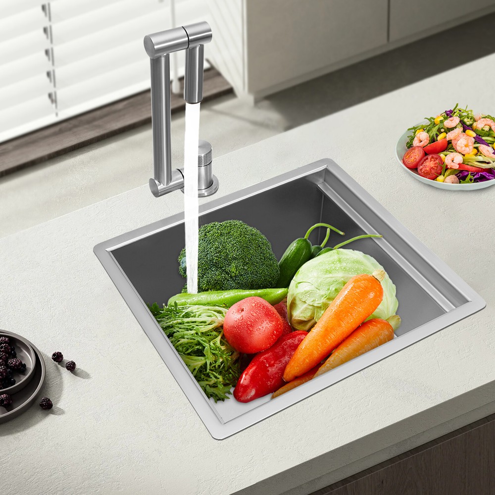 11.4x13x6.5 Inch Undermount Single Bowl Kitchen Sink with Faucet and Drain Pipes