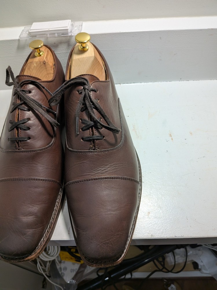 Thursday Mens Oxford Dress Shoes Brown Leather Handcrafted Cap Toe Lace Up 10