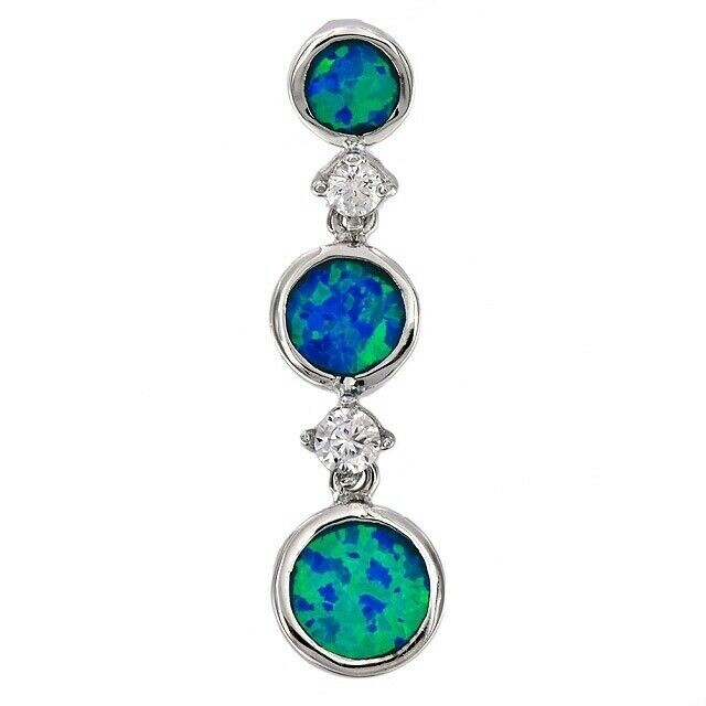 Live Love Laugh Australian Opal Inlay & Topaz 925 Sterling Silver Pendant EO3