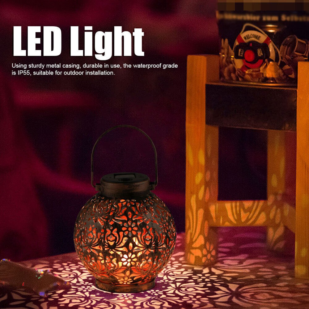 Solar-Powered Waterproof LED Hollow Hanging Light for Outdoor Garden Landscaping