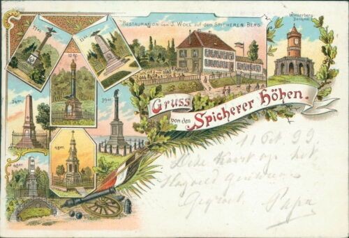 Postcard Spicherer Höhen 1899 restoration Alsace (No.869)