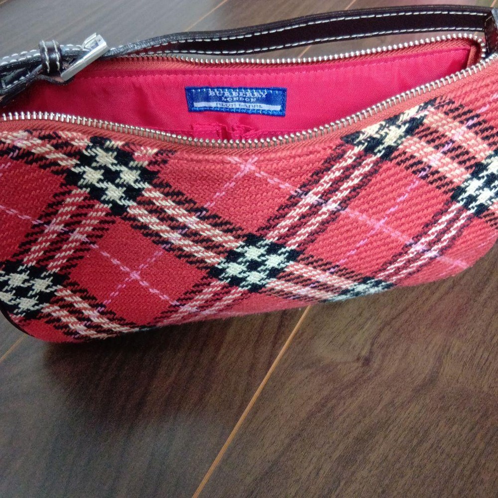Burberry Shoulder Bag Nova Check Canvas Red Authentic F1205338