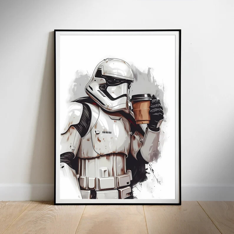Star Wars Stormtrooper Coffee Fan Art Movie Poster Print  