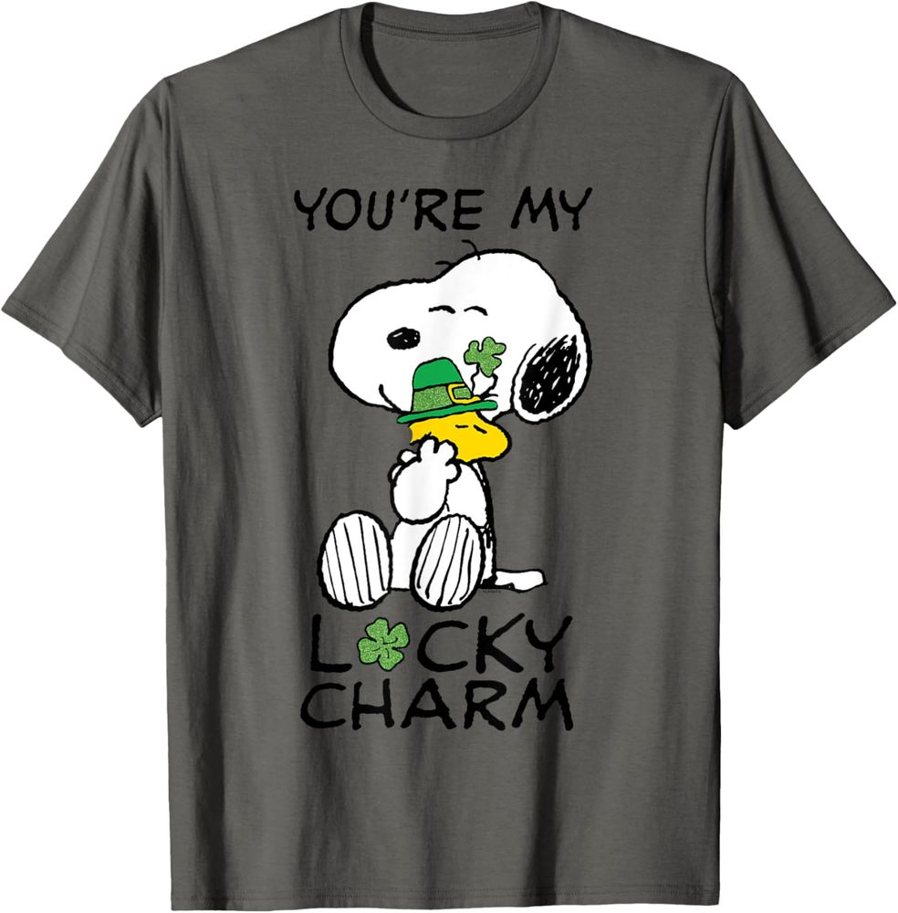Peanuts St. Patrick's Snoopy Lucky Charm Clover T Shirt