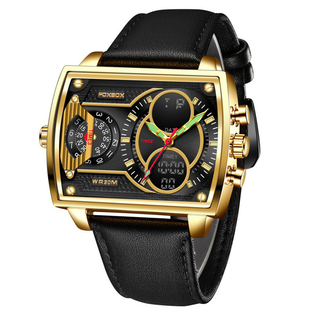 LIGE FOXBOX Mens LED Business Watch with Rectangle Dial