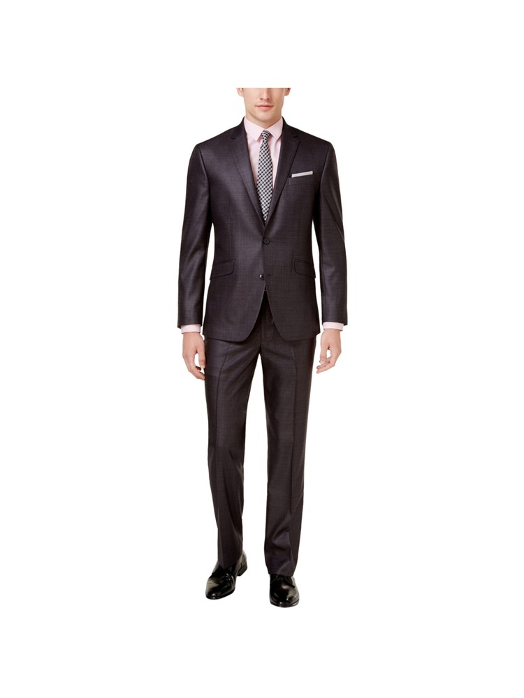 REACTION KENNETH COLE Mens Gray Waist Slim Fit Suit Separate 32W/ 28L