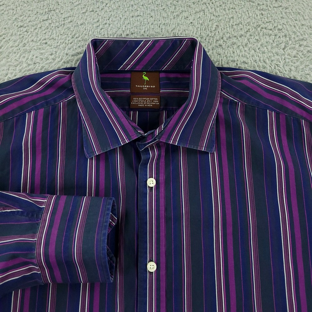 Tailorbyrd Dress Shirt Mens 2XL XXL Purple  Blue Business Office Casual Travel