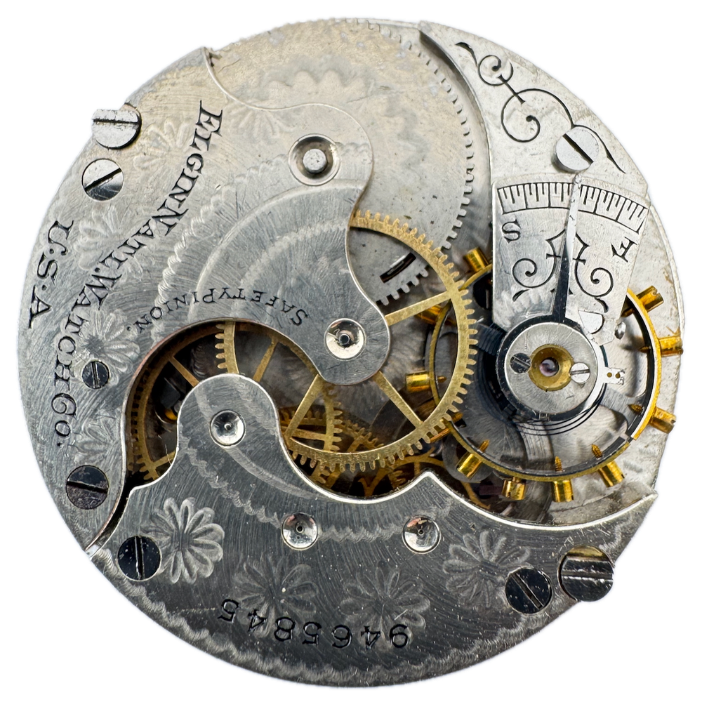 Antique 6s 1902 Elgin 7 Jewel Mechanical Hunter Pocket Watch Movement 206 USA