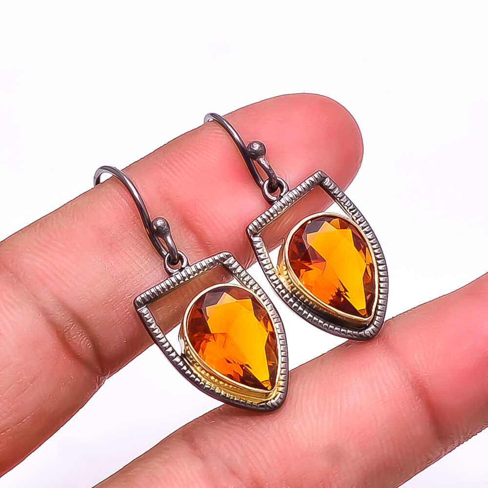 Citrine Gemstone Sterling Silver Earrings Valentine Gift E_9424_236_10