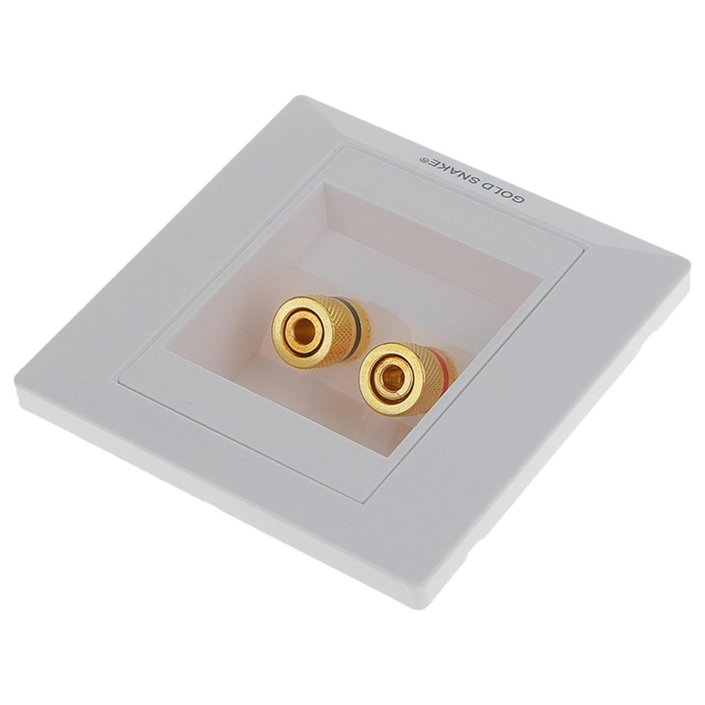 Banana Plug Wall Plate Gold-Plated Speaker Outlet White Gloss Finish