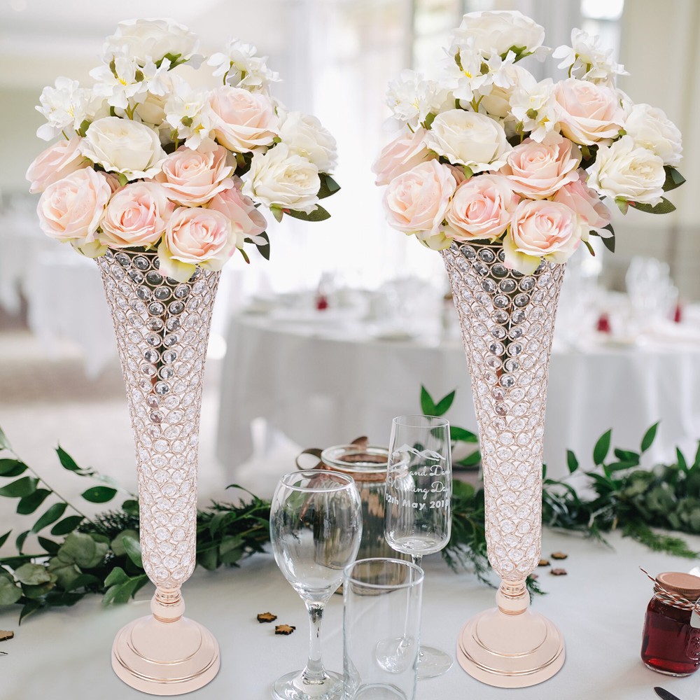 1 Pair Crystal Flower Stand Table Decorative Centerpiece For Wedding Anniversary