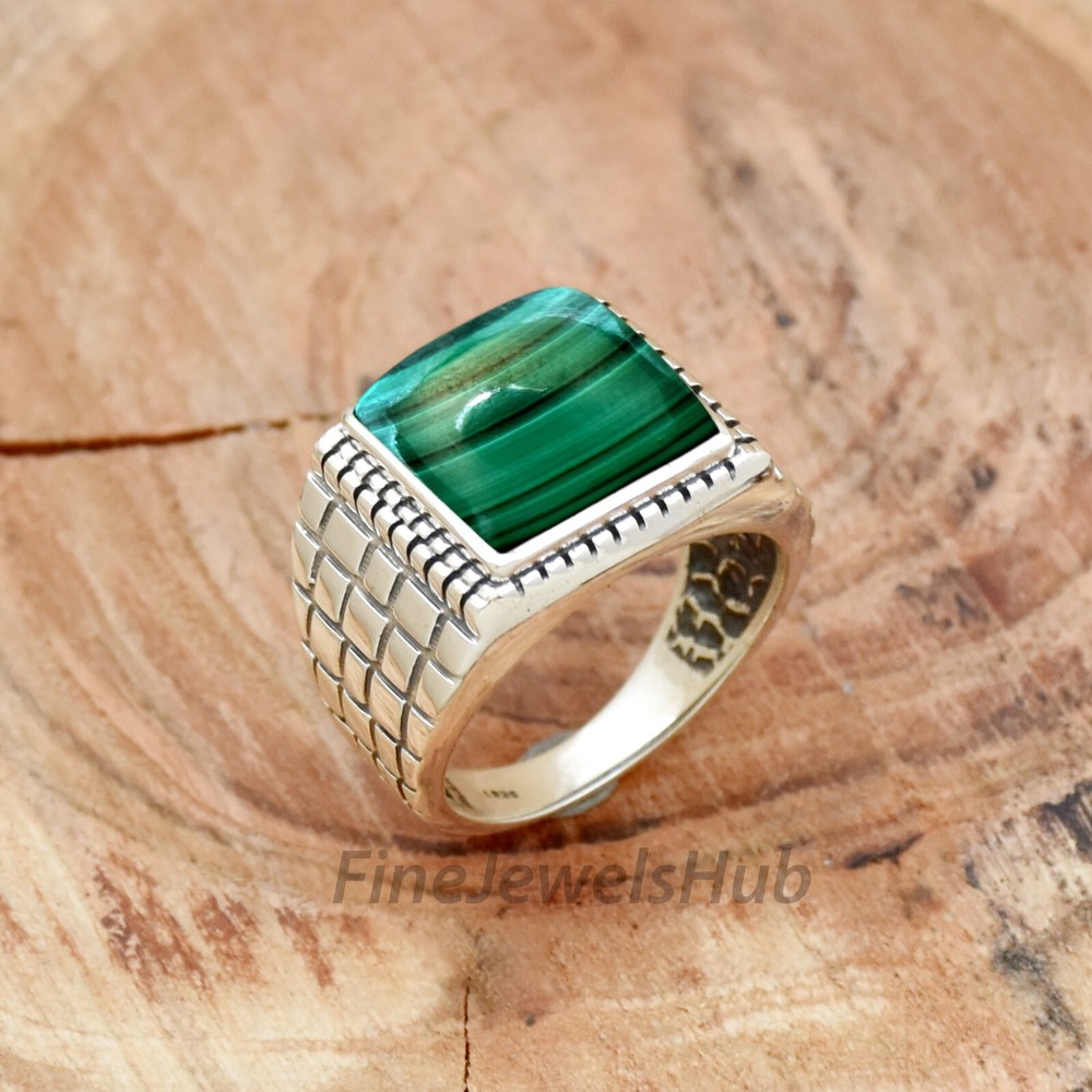Malachite Ring 925 Sterling Silver Ring Designer Men's Ring Handmade Ring Size 7