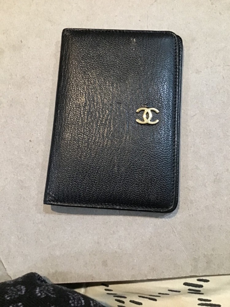 CHANEL Black Leather Credit Card Holder Business Card Case New