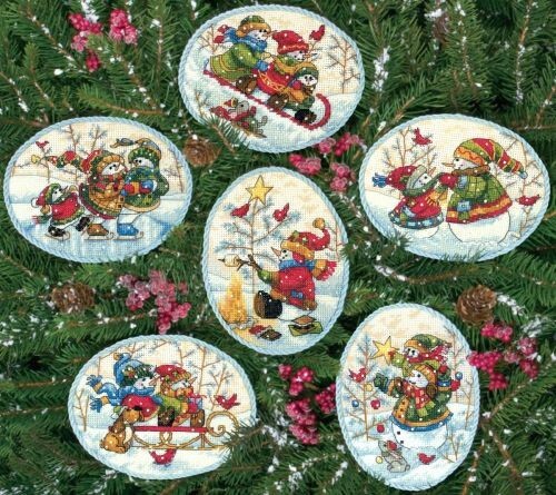 Clearance Sale: Dimensions Gold Playful Snowmen Ornaments-image