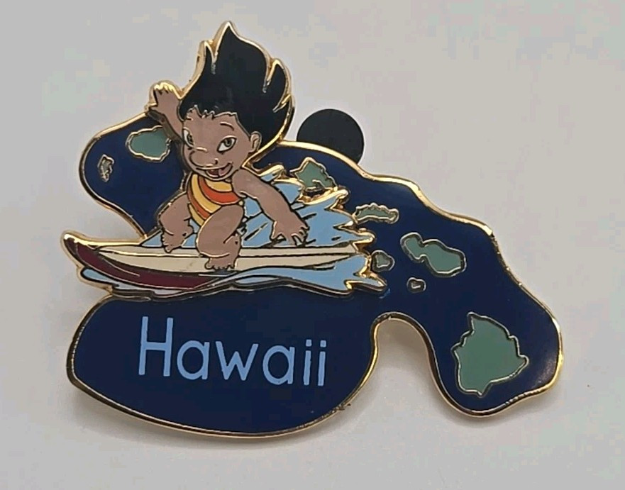 Disney Official State Trading Pin Lilo From Lilo & Stitch Surfing Hawaii Aloha