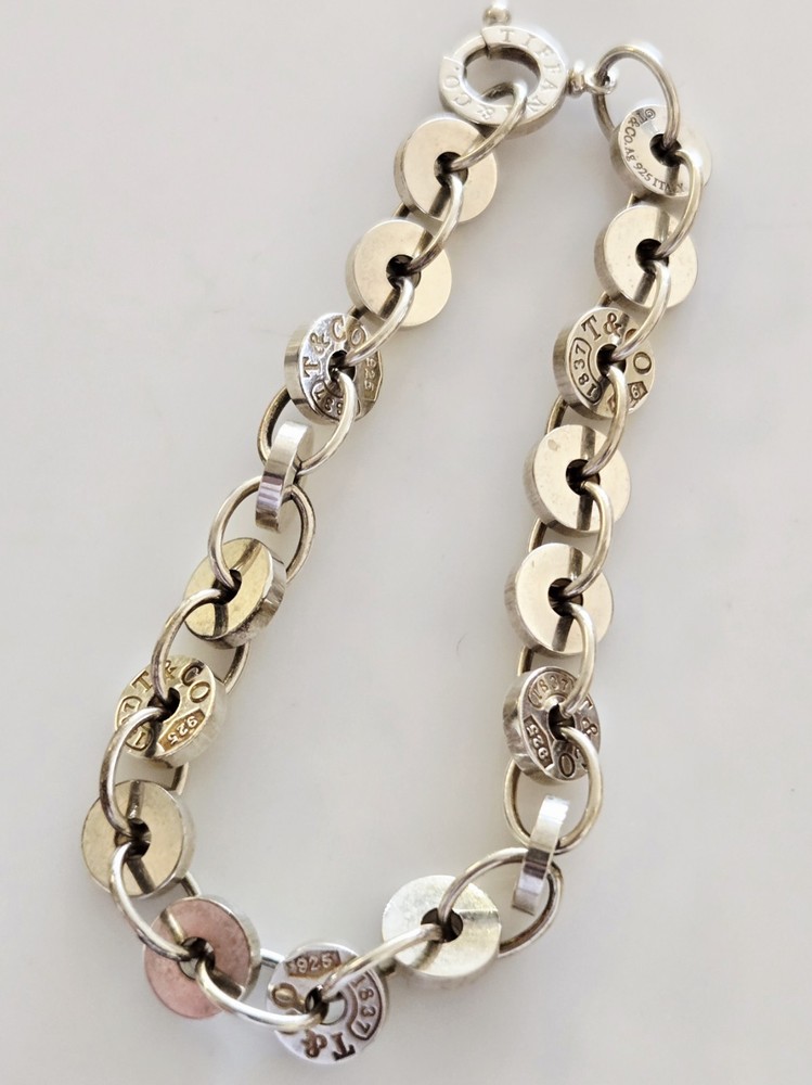 Authentic TIFFANY & CO. Tarnished STERLING SILVER .925 Rolo Link 1837 Bracelet