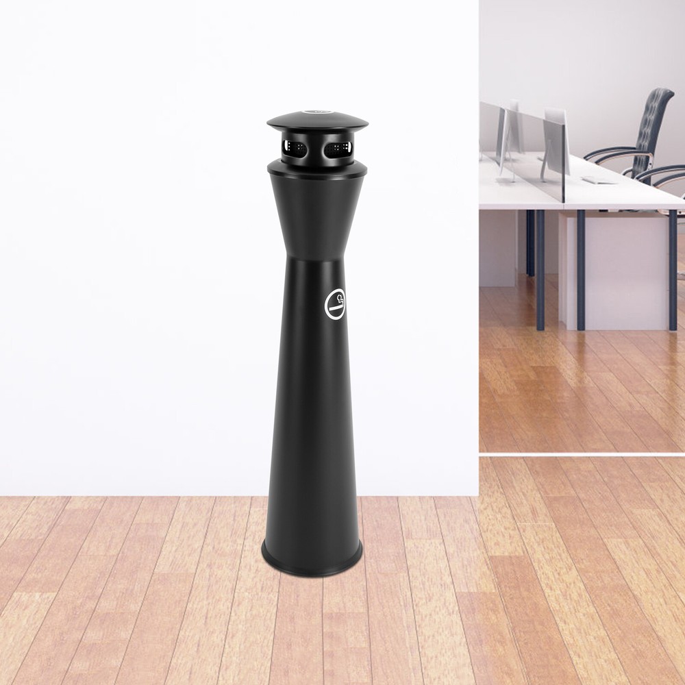 Stainless Steel Garbage Can Floor-standing Cigarette End Ashtray W/ Inner Barrel