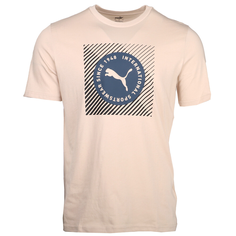 Puma Fadeout Graphic Crew Neck Short Sleeve T-Shirt Mens Beige Casual Tops 67450