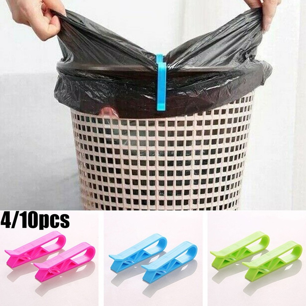 Durable Plastic Bin Bag Clips for Kitchen Trash Waste Garbage Holders 4 or 10 Pack