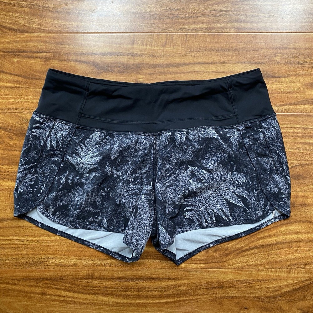 Lulmon Women Size 6 Kindred Spirit Run Shorts Black Gray 4