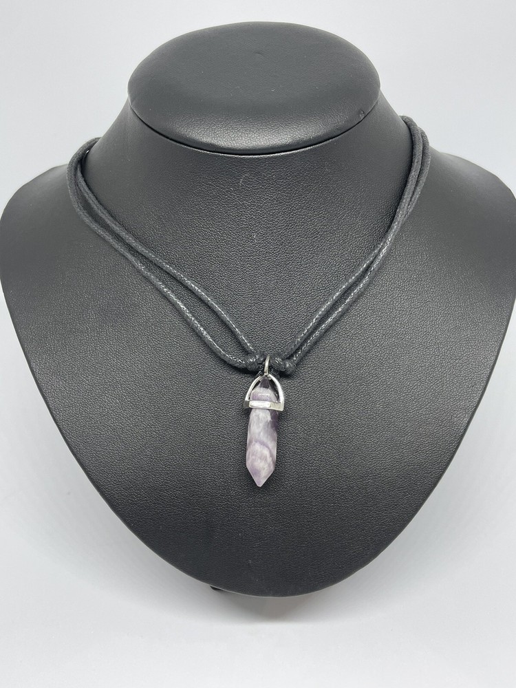 Amethyst Necklace Gemstone Obelisk Pendant Adjustable Choker Style