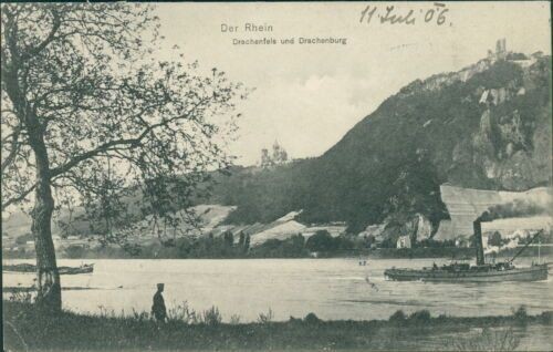 Ansichtskarte Der Rhein Drachenfels und Drachenburg 1906 (Nr.962)