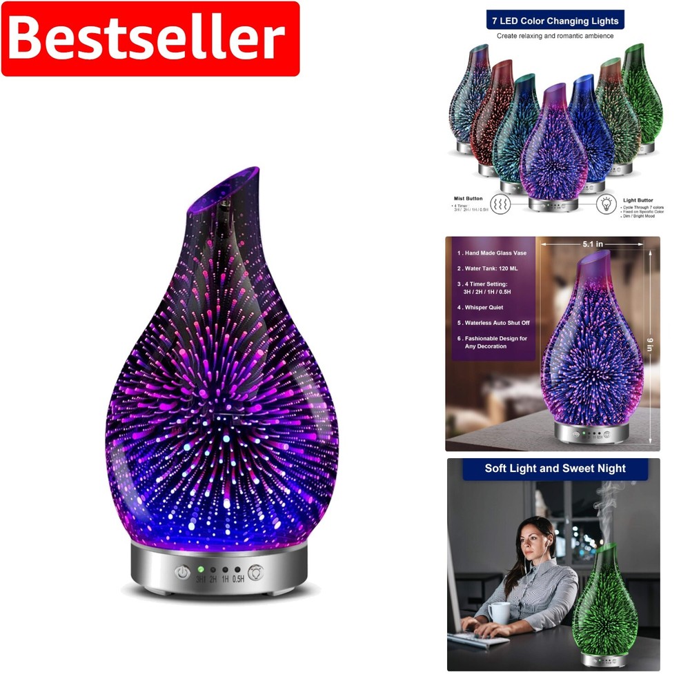 Compact 3D Ultrasonic Diffuser with Timer for Home & Office Aromatherapy