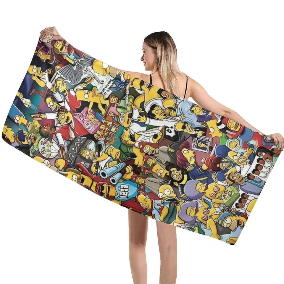 The Simpsons Large Beach Towel with Fun Cartoon Designs