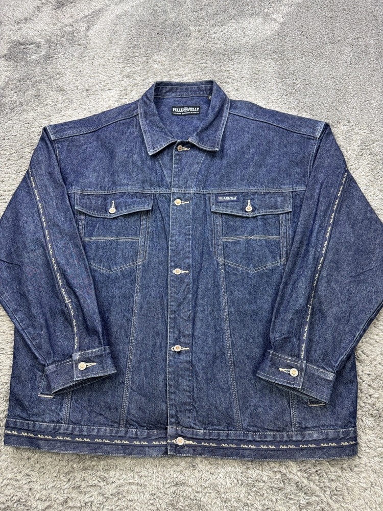 Vtg Pelle Pelle Denim Jacket Men 3XL Marc Buchanan 90s Hip Hop Y2K Trucker Coat