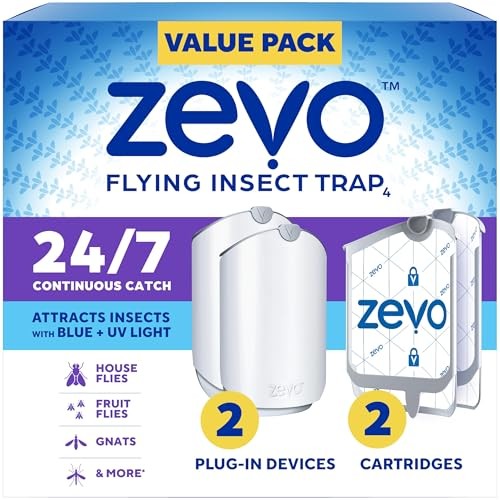 Zevo 2 Flying Insect Traps with 2 Refill Cartridges Blue UV Light Indoor