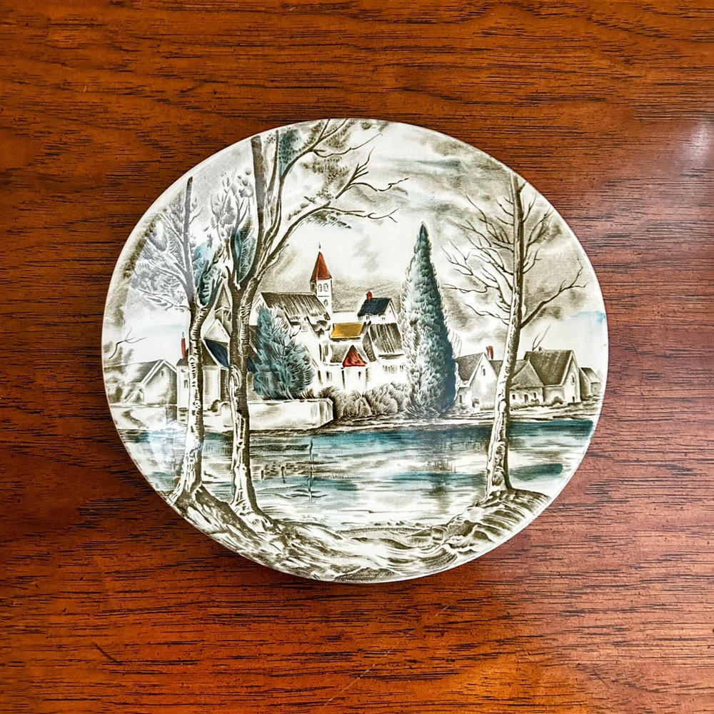Set of 4 Vintage Johnson Brothers English China - 'Dream Town' Green