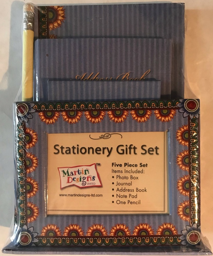 Martin Designs Sunflower Stationery Gift Set with Journal Address Book and Notepad  