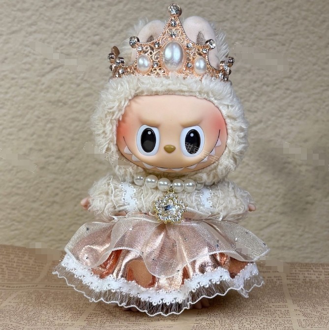 (No Dolls) Compatible Skirt Set For LABUBU The Monsters Plush Doll Crown Dress