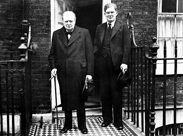 Winston Churchill leaves home after discussions with the journalis- Old Photo