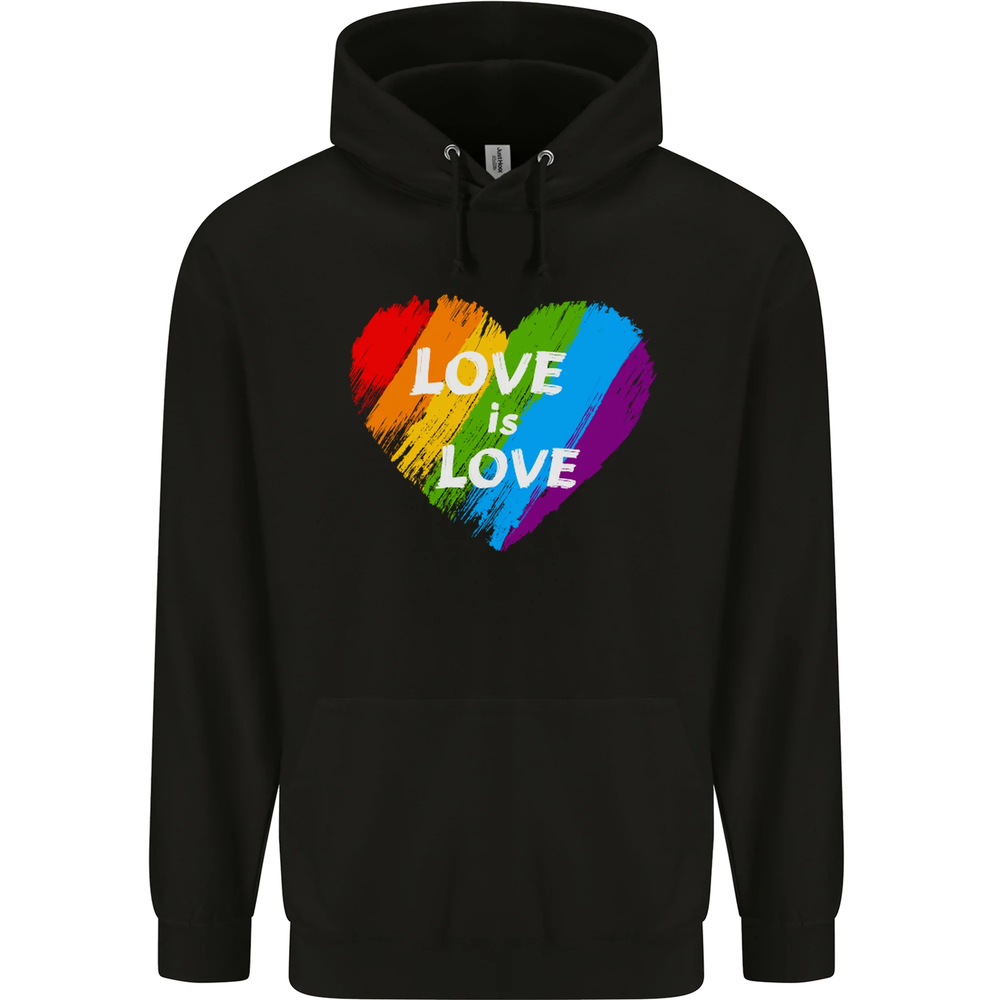 LGBT Love Is Love Gay Pride Day Awareness Mens 80% Cotton Hoodie-image