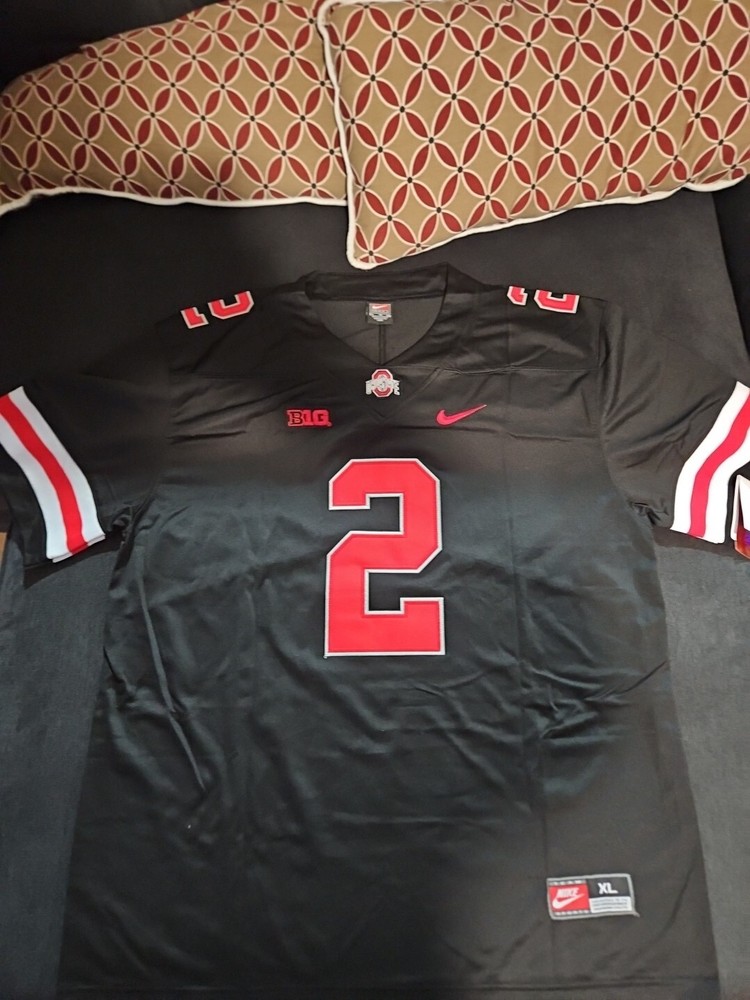 BLACKOUT Chris Olave Ohio State OSU Black Jersey Buckeyes Stitched XL