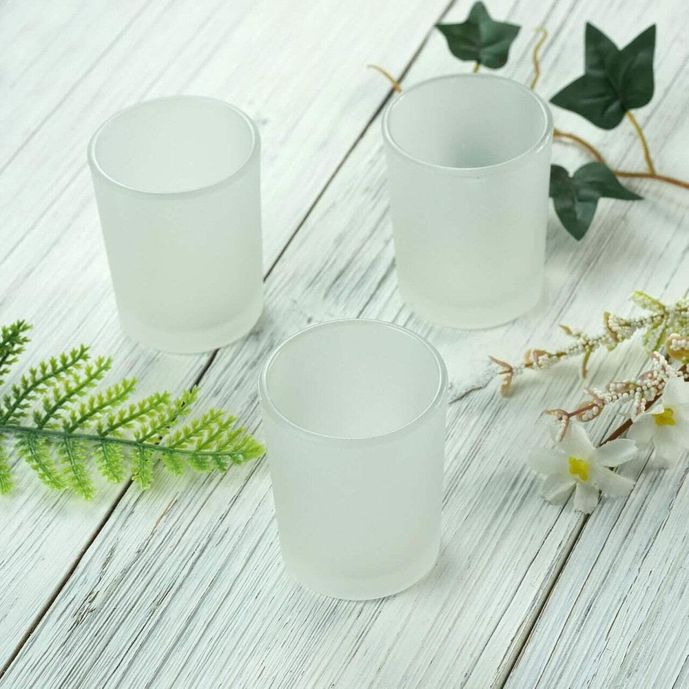 NNEDSZ 20 Pack Frosted White Glass Votive Candle Holders for Candle Making Kit T