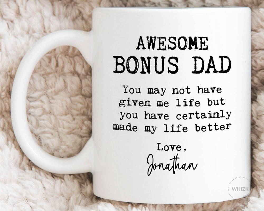 Bonus Dad Fathers Day Gift From Daughter Son Step Dad Gift Awesome Stepdad Mug