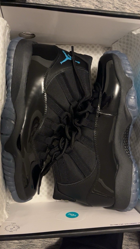Jordan Air Jordan 11 Retro High Top Black Blue Patent Leather Men's Sneakers