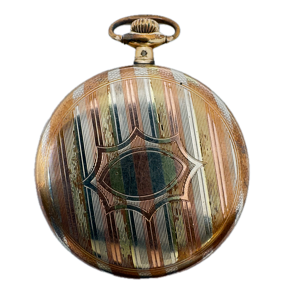 Antique 12-Size Illinois Napoleon Pocket Watch Case in Tricolor Gold Filled USA