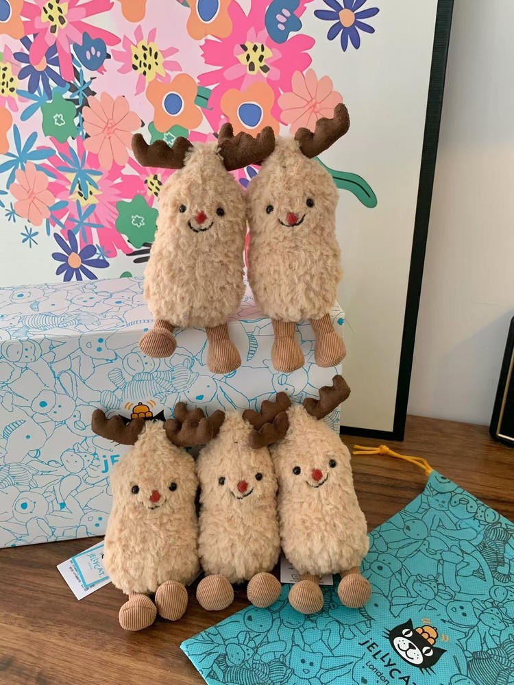 Jellycat Interesting and lovely Christmas Peanut Deer Plush Doll Gift Kids Toy