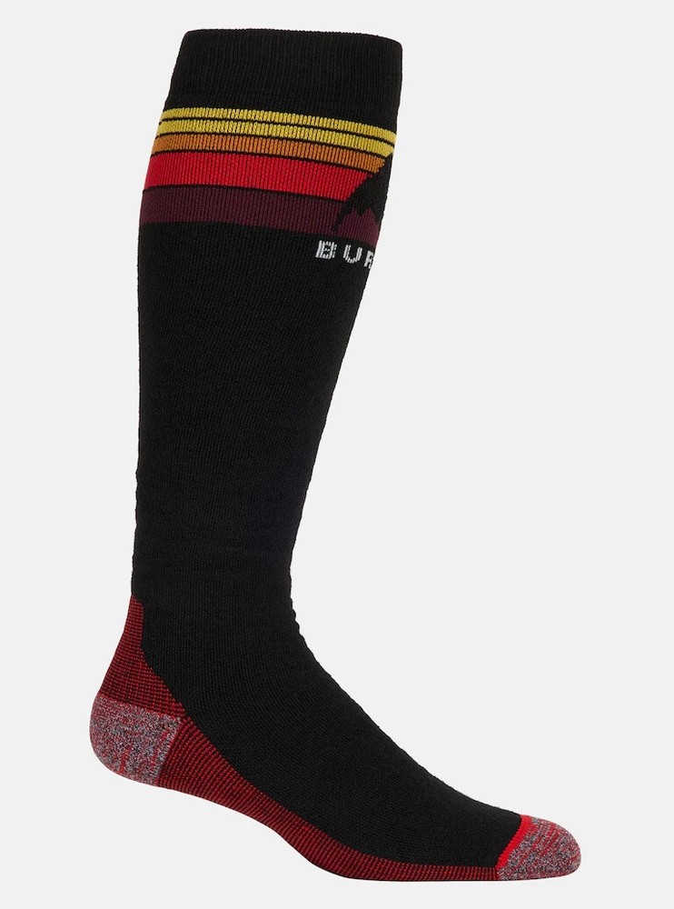Burton Midweight Emblem Socks Black Orange Merino Wool for Snowboard Hiking Skiing