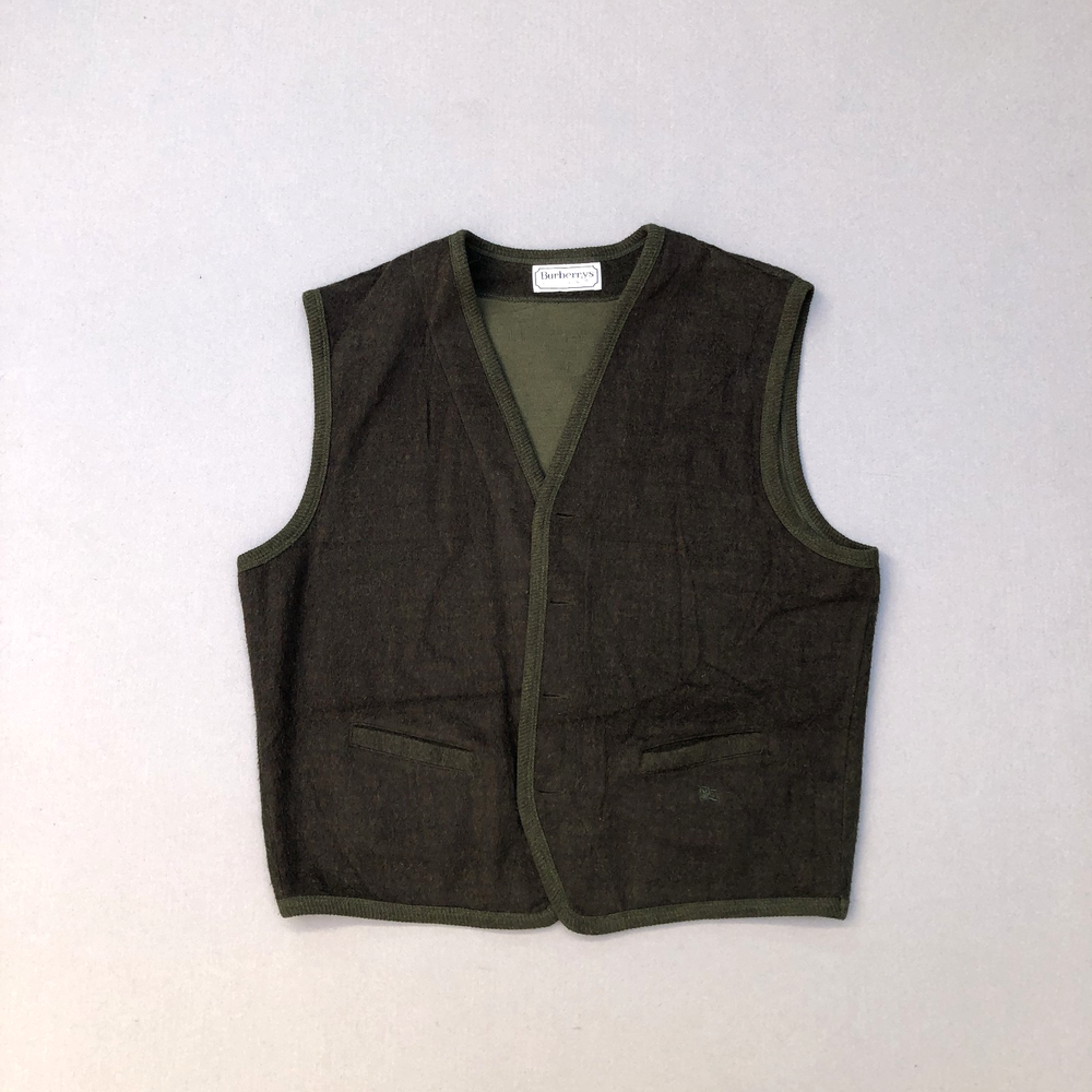 Vintage Burberrys Of London Green Country Gilet Vest Mens Knight Logo Size  M
