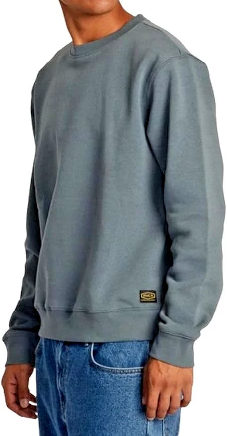 RVCA Mens Relaxed Fit Fleece Crewneck,  Balsam Green, L