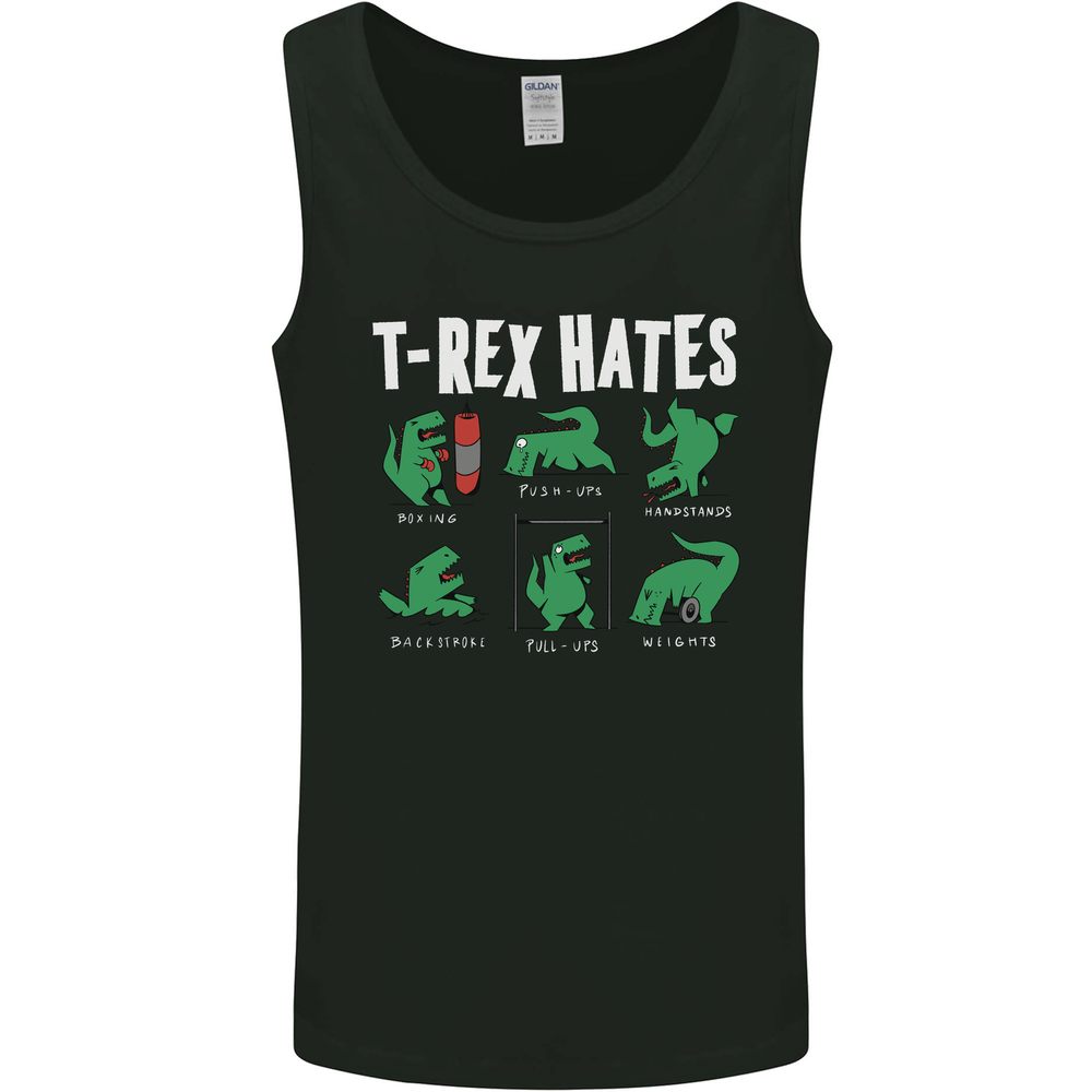 T-Rex Hates Funny Dinosaurs Jurassic Gym Mens Vest Tank Top