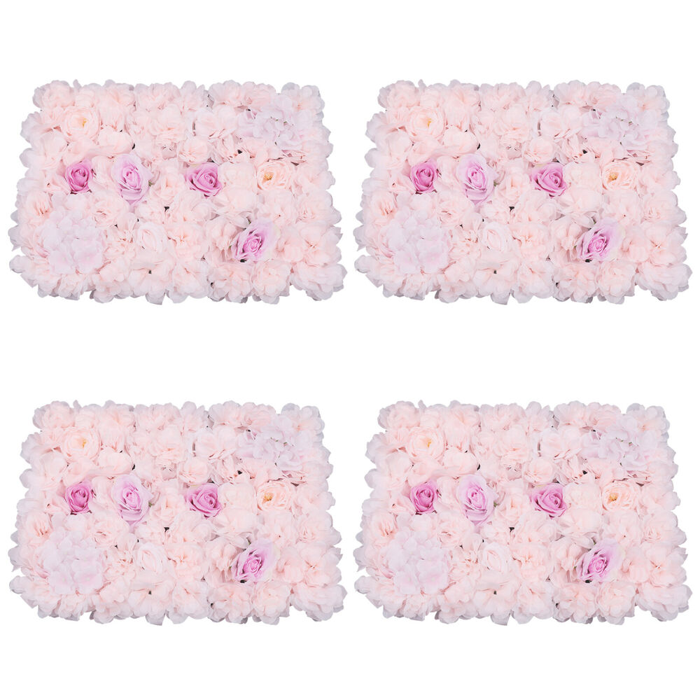 4X Artificial Flower Wall Handmade Panels Wedding Party Backdrop Home Decor US