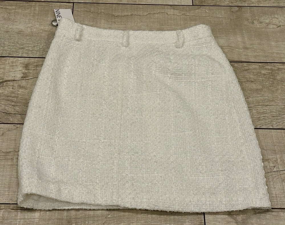 Nine West Tweed Coquette Mini Skirt Womens M White Lined Academia Preppy