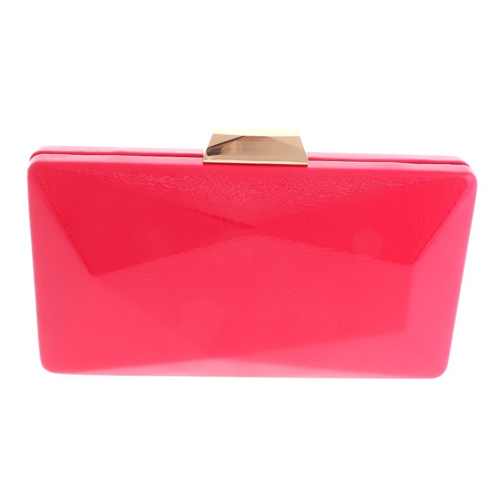 New Gold Metal Fuchsia Leatherette Clutch Evening Bag WLY083-FUS