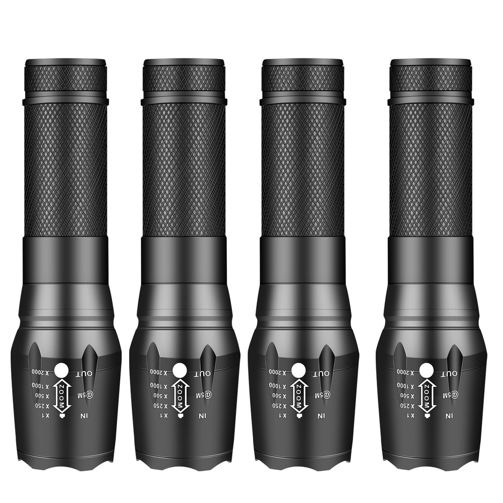 4 Pack Super Bright LED Flashlight Small Working LED Flashlights Torch Zoom AAA