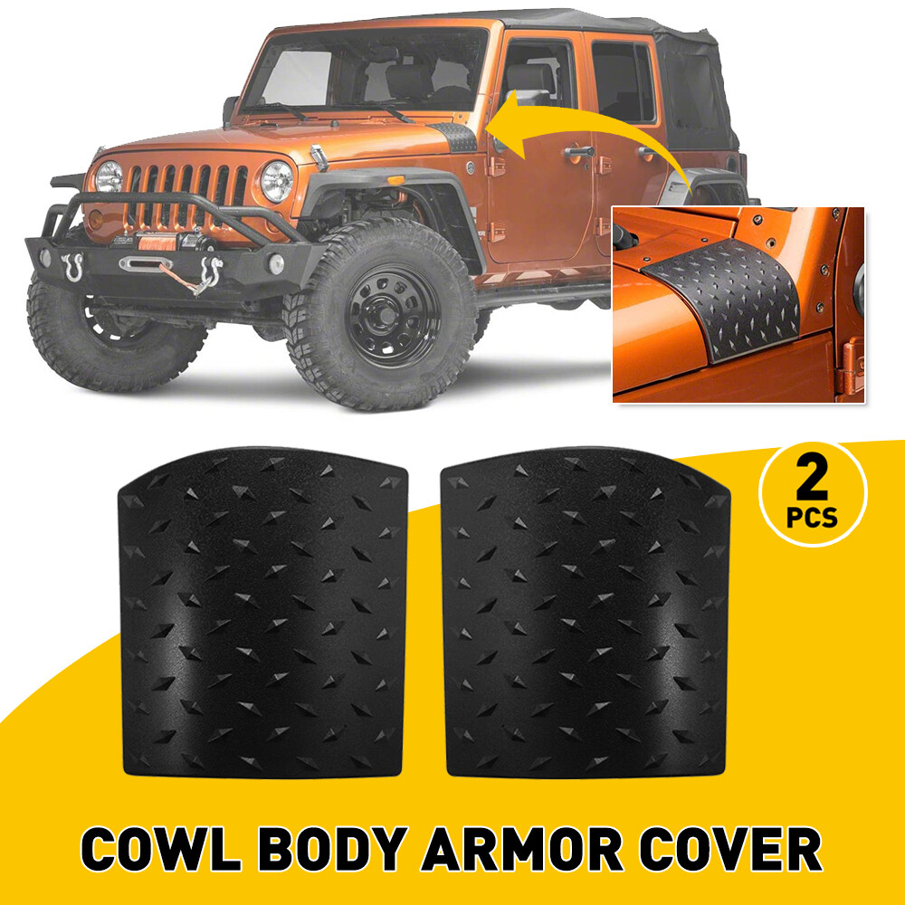 2X Cowl Armor Body Cover Trim Exterior Accessories For 2007-18 Jeep Wrangler JK